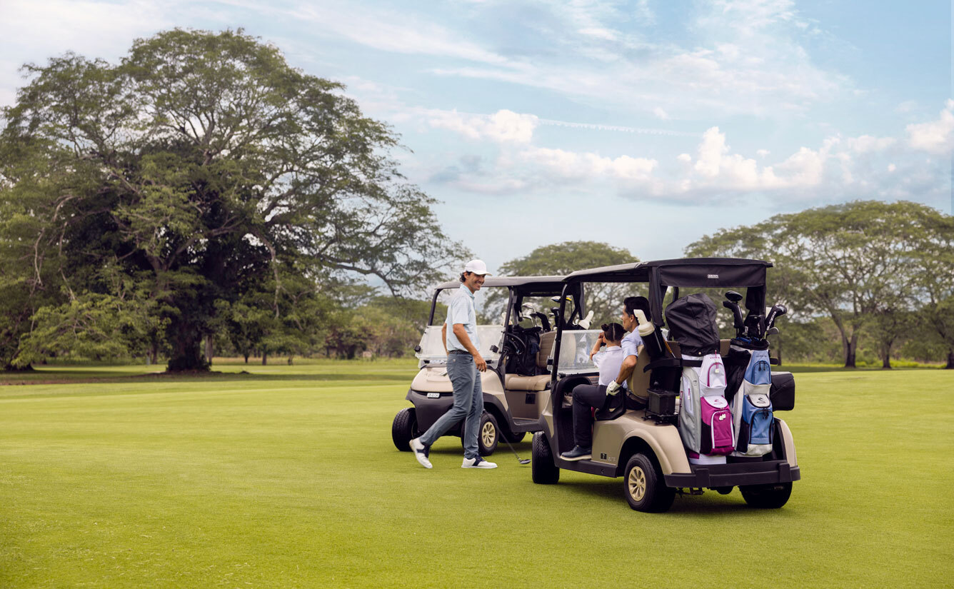 Golfers mit Buggy