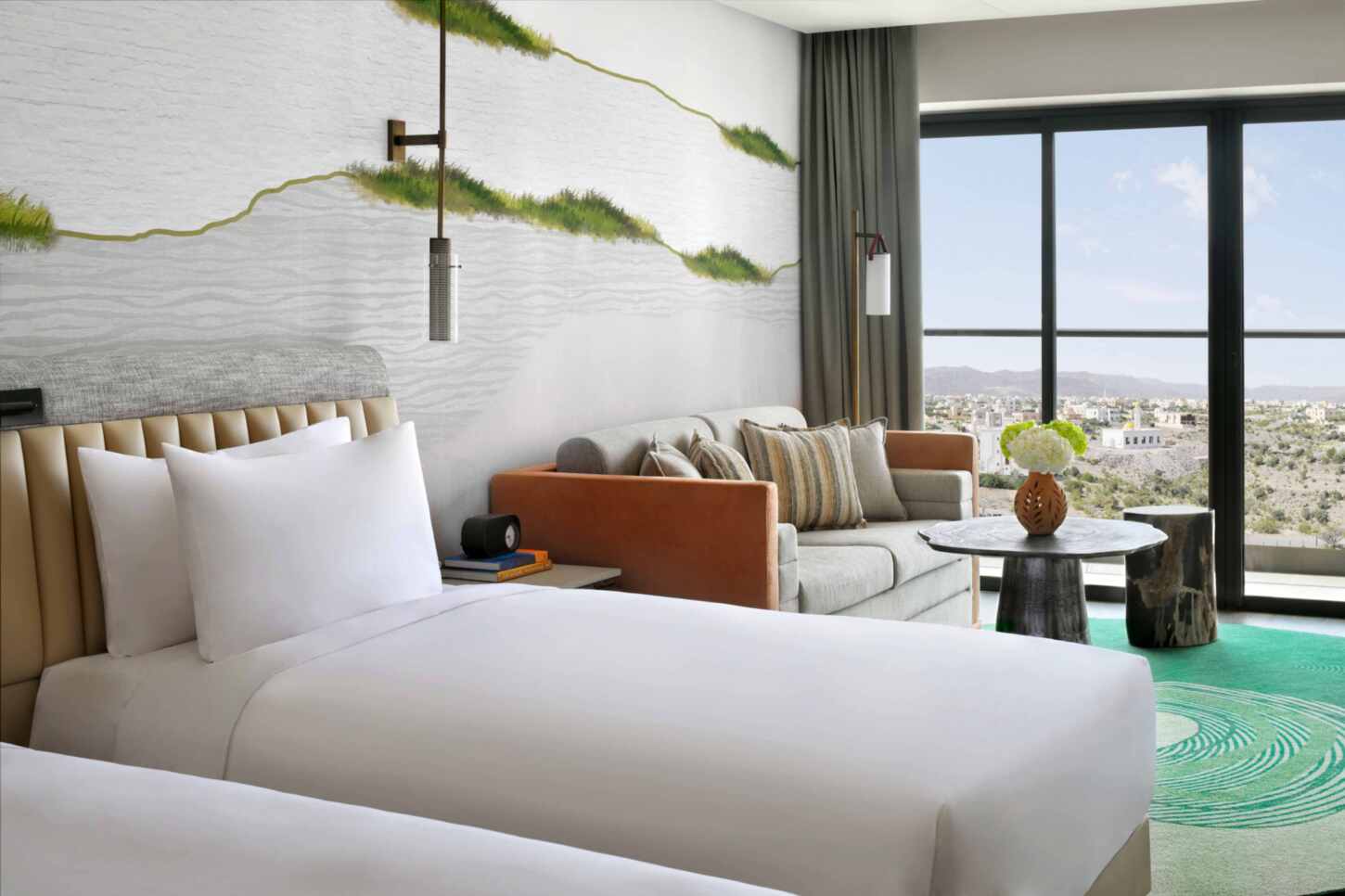 Zweibettzimmer mit Bergblick