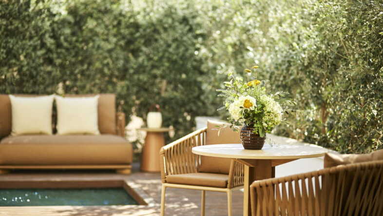 Zimmer mit Gartenblick und Tauchbecken