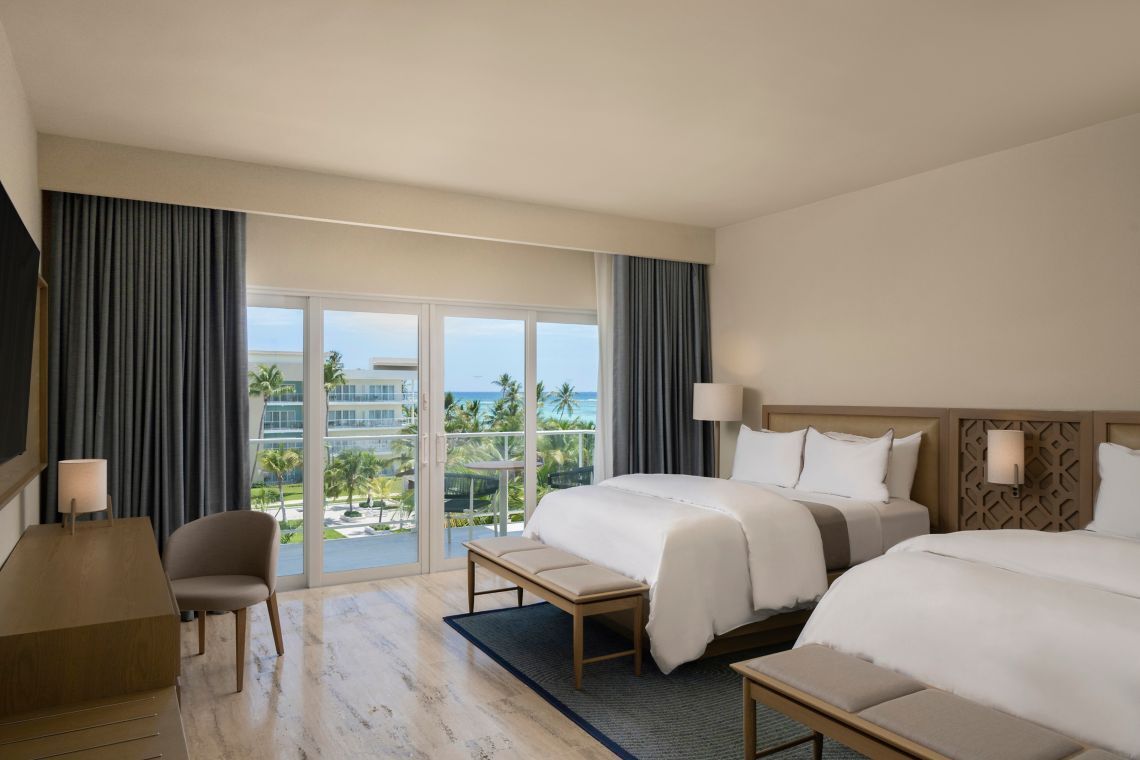 Traditionelles Zimmer 2 Doppelbetten und Meerblick